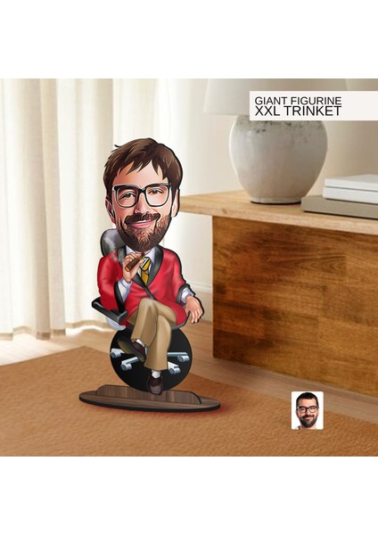 Kişiye Özel Boss Baba Karikatürlü Büyük Boy Ahşap Biblo-4 Arkadaşa Hediye , Sevgiliye Hediye, Kişiye Özel Biblolar