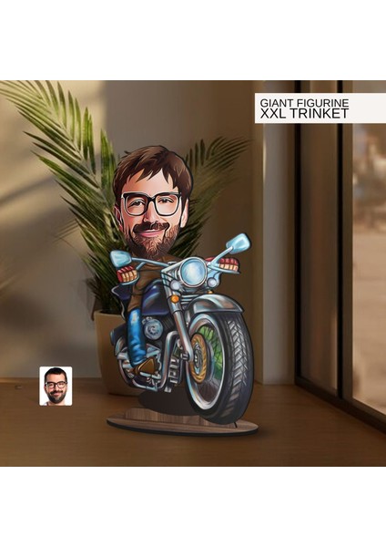 Kişiye Özel Erkek Motorcu Karikatürlü Büyük Boy Ahşap Biblo-2, Arkadaşa Hediye , Sevgiliye Hediye, Kişiye Özel Biblolar modelleri