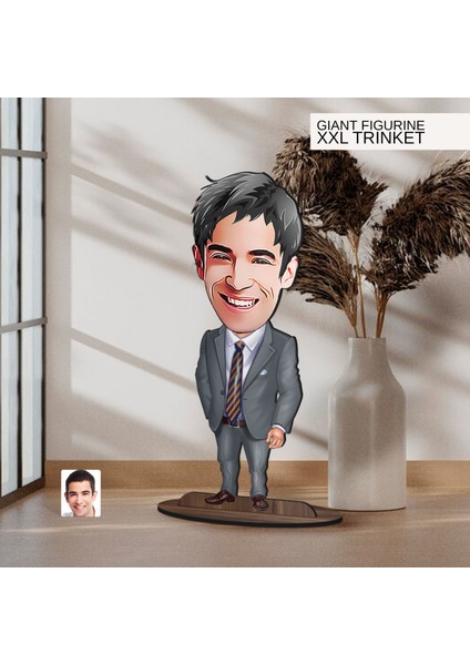 Kişiye Özel Boss Baba Karikatürlü Büyük Boy Ahşap Biblo-7 Arkadaşa Hediye , Sevgiliye Hediye, Kişiye Özel Biblolar