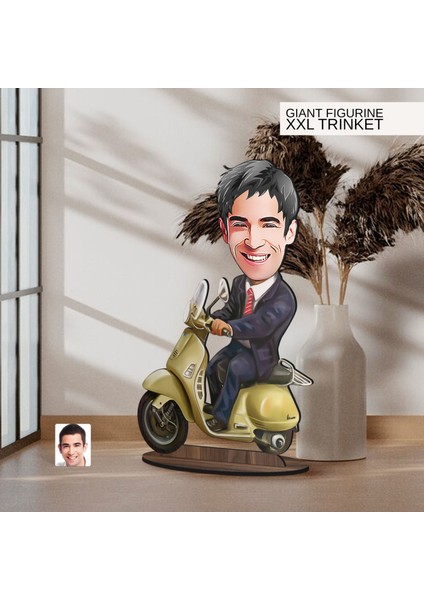 Kişiye Özel Erkek Motorcu Karikatürlü Büyük Boy Ahşap Biblo-3, Arkadaşa Hediye , Sevgiliye Hediye, Kişiye Özel Biblolar
