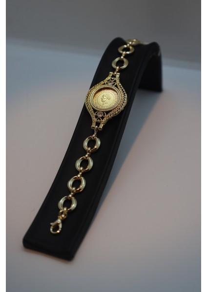 22 Ayar Çeyrek Altınlı Bileklik 1.75 gr Altın Kaplama Zirkon Taşlı 21.5 cm fiyatları