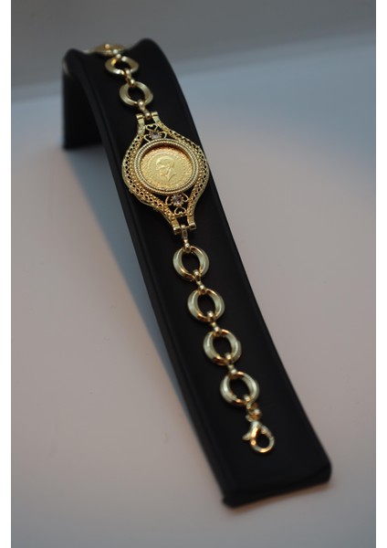 22 Ayar Çeyrek Altınlı Bileklik 1.75 gr Altın Kaplama Zirkon Taşlı 21.5 cm modelleri