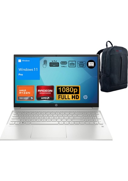 15-EH3011NT Amd Ryzen 5 7530U 16GB 512GB SSD 15.6" Fhd Windows 11 Pro Taşınabilir Bilgisayar 7P6A9EAWZ01 + Webzone Çanta