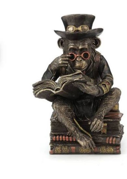 Wıse Veronese Serisi-Wise Karışık-Wıse Kitap Okuyan SEMPANZE-11.5 x 13.5 x 19.5 cm– Dekoratif Obje ve Koleksiyonluk Model