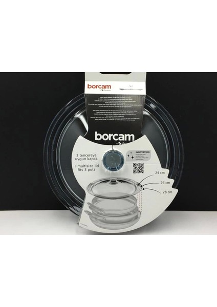 590280 Borcam Tencere Kapağı 24-26-28CM Tekli