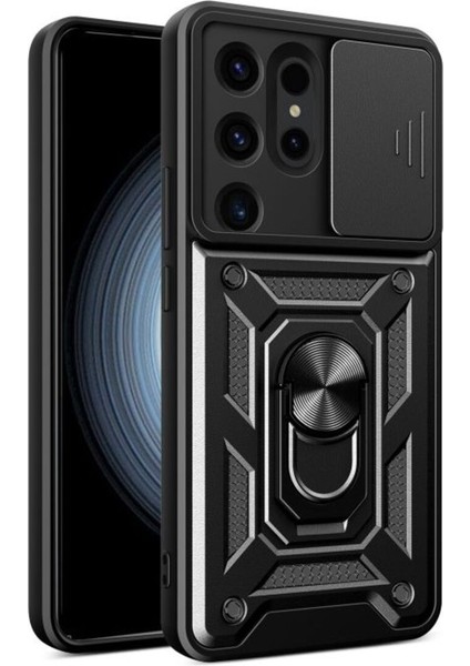 Samsung Galaxy S24 Ultra Kılıf Kamera Korumalı Pars Yüzüklü Tank Kapak