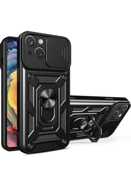 iPhone 15 Kılıf Pars Yüzüklü Tank Standlı Kapak