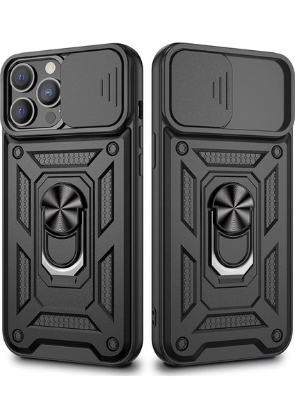 Teleplus iPhone 13 Pro Max Kılıf Sert Silikon Pars Yüzüklü Tank Kapak