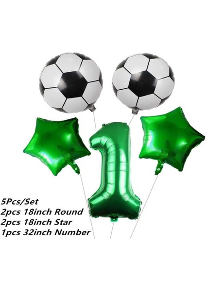 Yeşil Rakam Yeşil Yıldız Futbol Temalı Balon Seti Yaş 1
