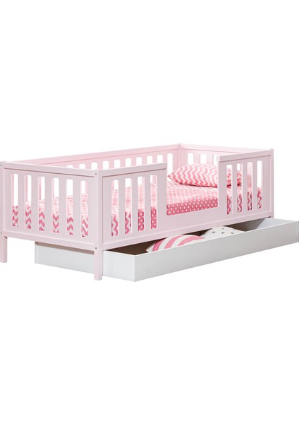 Montessori Karyola, Berlin Yavrulu Montessori Yatak - Pembe + 2 Adet Comfort Yatak