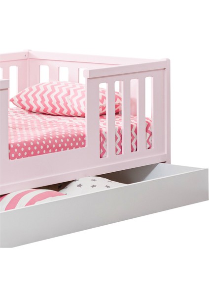 Montessori Karyola, Berlin Yavrulu Montessori Yatak - Pembe + 2 Adet Comfort Yatak