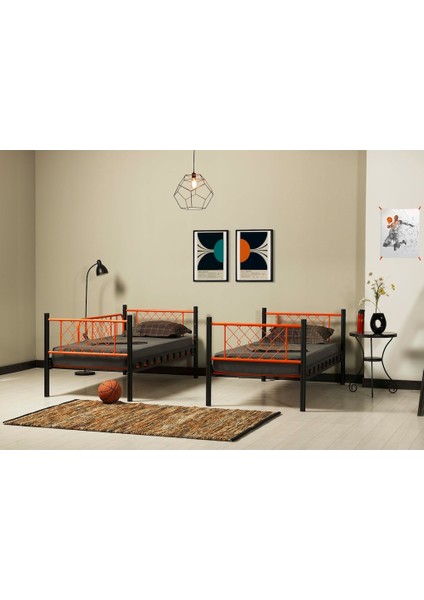 Metis 90X190 ve 90X200 Yatak Ölçülü Genç Çocuk Odası Metal Ranza