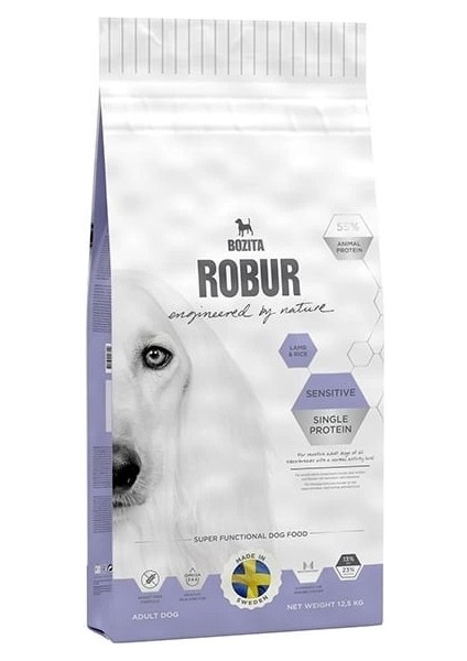 Robur Sensitive Single Protein Kuzu ve Pirinçli Hassas Tahılsız Köpek Maması 12.5 kg