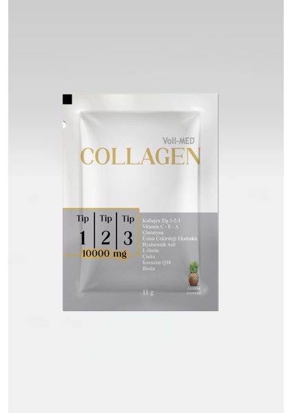 Kolajen 30 Saşe 10.000 Mg Tip 1 Tip 2 Tip 3 Ananas Aromalı