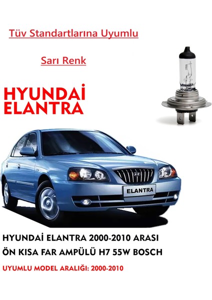 Hyundai Elantra 2000-2010 Arası Ön Kısa Far Ampülü 55W