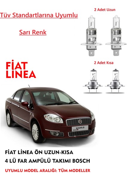 Fiat Linea 2012 Model Ön Uzun-Kısa 4 Lü Far Ampülü Takımı