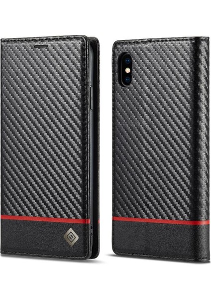 Iphone Xs Max Manyetik Karbon Fiber Deri Telefon Kılıfı (Yurt Dışından)