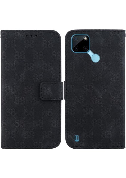 Realme C21Y/C25Y Çift 8 Kabartmalı Pu Deri Telefon Kılıfı (Yurt Dışından)