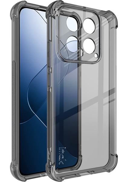 Xiaomi Için 14 Case Damla Dirençli Hava Yastığı Köşesi Clear Tpu Telefon Kapak Tespit Edici Siyah (Yurt Dışından)