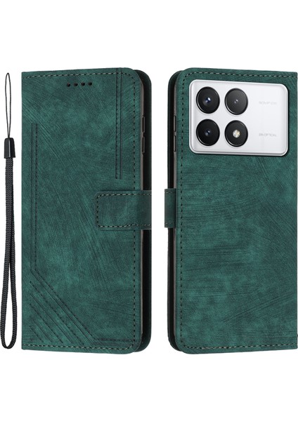 Xiaomi Redmi K70 Pro 5G/K70 5g Telefon Kılıfı Deri Deri Flip Cüzdan Kapak Yeşil (Yurt Dışından)