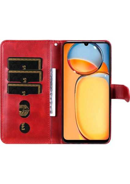 Xiaomi Redmi Için 13C 4g/poco C65 4g Kasa Buzağı Dokusu Deri Kapak Fermuarlı Cep Cüzdan Telefon Kasa-Kırmızı (Yurt Dışından) fiyatları