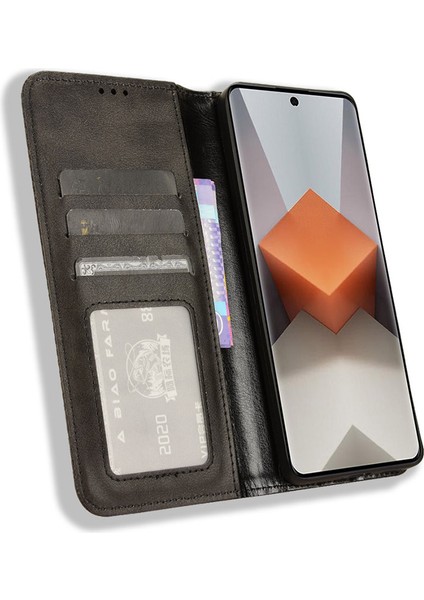 Xiaomi Redmi Için Retro Deri Telefon Kapağı Not 13 Pro+ Cüzdan Manyetik Deri Telefon Kılıfı Black (Yurt Dışından) fiyatları