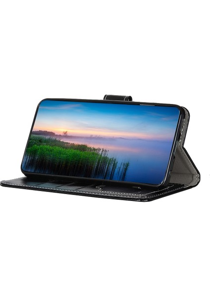 Xiaomi Redmi Için Note 13 Pro 5g Cep Telefon Kılıfı Folio Flip Crazy Horse Doku Deri Kapak Black (Yurt Dışından)