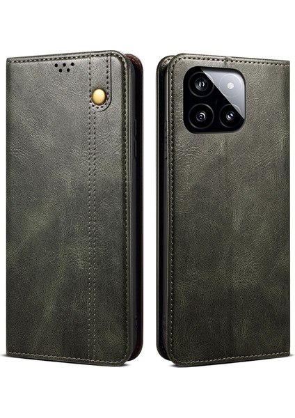 Xiaomi Redmi Için K70E 5g Deri Kılıf Cüzdan Mumsu Çılgın At Doku Stand Kapak Yeşil (Yurt Dışından)