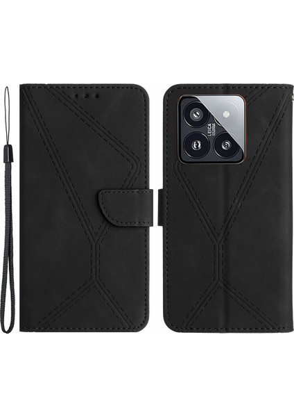 Xiaomi 14 Pro Kılıf Için Yumuşak Pu Deri Deri Touch Telefon Kapak Black (Yurt Dışından)