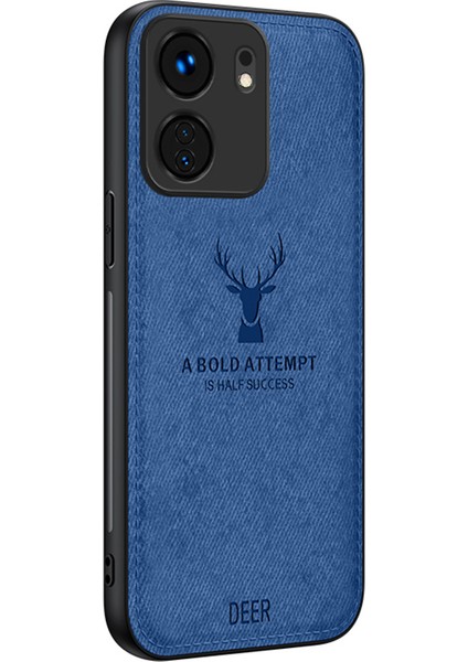 Xiaomi Redmi Için 13C 4g/poco C65 4g Telefon Kasası Geyik Desen Kumaş Dokulu Anti-Slip-Mavi (Yurt Dışından)