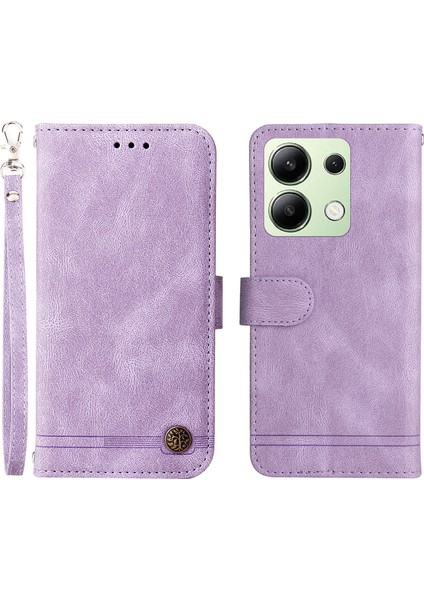 Xiaomi Için Redmi Note 13 4g Cilt Hissi Deri Kasa Cüzdan Standı Telefon Kapak-Mor (Yurt Dışından)