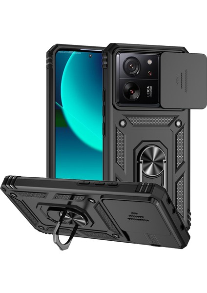 Xiaomi 13T PRO/13T/REDMI K60 Ultra Telefon Kılıf Kamera Koruma Yüzüğü Kickstand Cover-Black (Yurt Dışından)