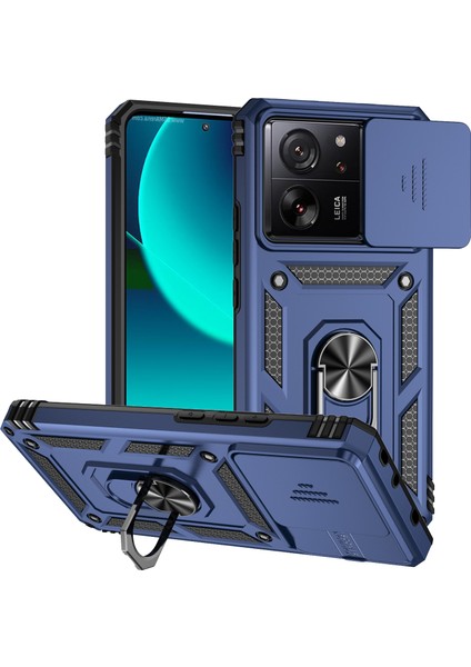 Xiaomi 13T PRO/13T/REDMI K60 Ultra Telefon Kılıf Kamera Koruma Yüzüğü Kickstand Cover-Blue Için (Yurt Dışından)