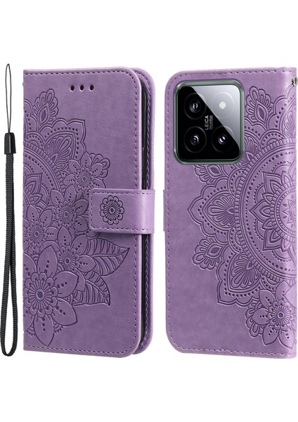 Xiaomi Için 14 Case Anti-Fall Cüzdanı Telefon Kılıfı Pu Deri Folio Flip Kapak-Moral (Yurt Dışından)