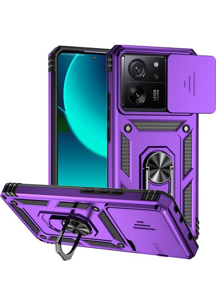 Xiaomi 13T PRO/13T/REDMI K60 Ultra Telefon Kılıf Kamera Koruma Yüzüğü Kickstand Kapak-Mor (Yurt Dışından)