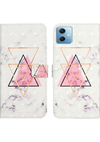 Xiaomi Için Redmi Note 12 5g (Çin)/(Hindistan) (Global)/poco X5 5g Case Pu Deri 3D Desen Cüzdan Kapak Üçgen Mermeri (Yurt Dışından)