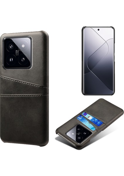 Xiaomi 14 Pro Case Çift Kart Yuvaları Pu Deri+Pc Anti-Drop Telefon Kapak Black (Yurt Dışından)