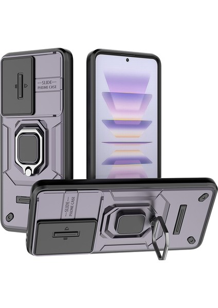 Xiaomi Poco F5 Pro 5g/redmi K60 5G/K60 Pro 5g Case Pc+Tpu Ring Kickstand Telefon Kapak-Mor (Yurt Dışından)