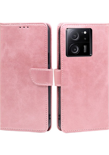 Xiaomi Redmi K60 ULTRA/13T/13T Pro Case Slim Fit Buzağı Dokusu Pu Deri Telefon Kabuk Rose Altın (Yurt Dışından)