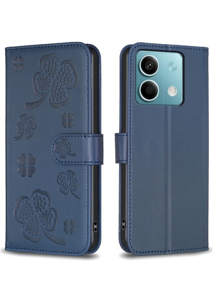 Xiaomi Için Redmi Note 13 4g Clover Deri Kılıf Folio Stand Görüntüleme Telefon Kapak Mavisi (Yurt Dışından)
