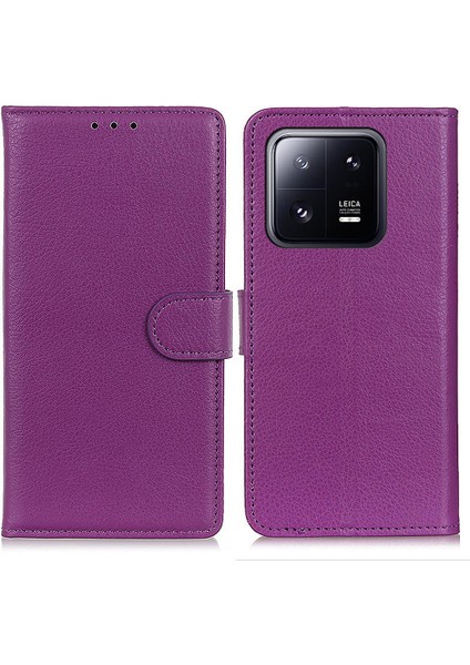 Xiaomi Için 14 Case Litchi Doku Deri Telefon Kapağı Cüzdan-Doğru (Yurt Dışından)