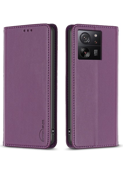 Xiaomi 13T/13T Pro/redmi K60 Ultra Kılıf Pu Deri Kart Yuvaları Telefon Kapağı Kabuk-Dark Mor (Yurt Dışından)