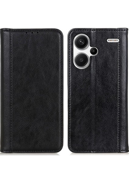 Xiaomi Redmi Için Note 13 Pro+ 5g Kasa Katlama Stand Split Deri Cep Telefonu Kapak Black (Yurt Dışından)