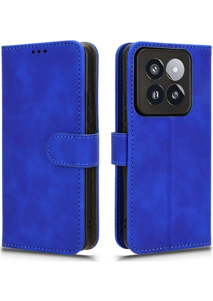 Xiaomi 14 Pro Phone Case Şok Geçirmez Pu Deri Cüzdan Yumuşak Cep Telefonu Kapak Mavisi (Yurt Dışından)