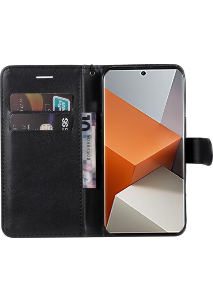 Xiaomi Redmi Için Note 13 Pro+ Kasa Düz Renkli Deri Manyetik Kapatma Telefon Kapak Black (Yurt Dışından) fiyatları