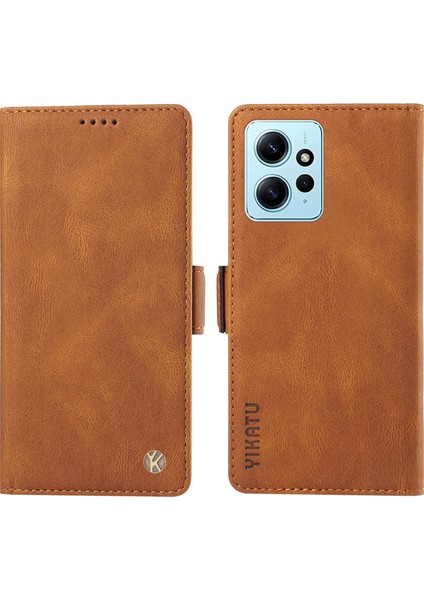 Xiaomi Için Redmi Not 12 4g Cilt Touch Telefon Kılıfı Kap Kapağı Pu Deri Cüzdan Stand Kabuk-Kahverengi (Yurt Dışından)