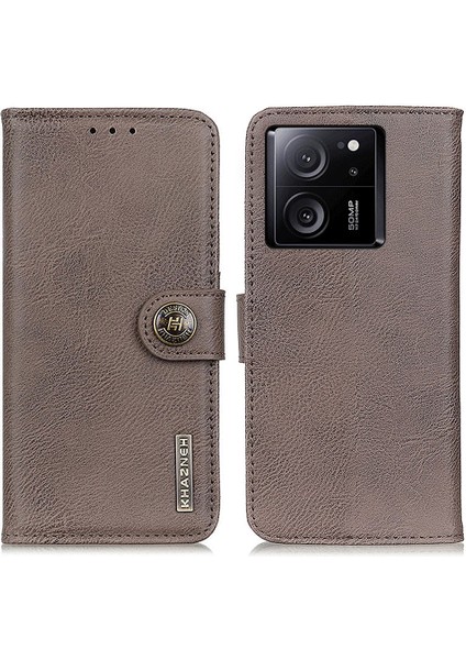 Xiaomi 13T/13T Pro/redmi K60 Ultra Kılıf Anti-Drop Telefon Kapağı Pu Deri Stand Cüzdan-Khaki (Yurt Dışından)