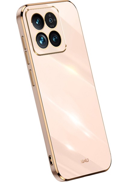 Xiaomi 14 Pro Için Kapak Elektraplatma Altın Edge Tpu Anti-Sracratch Telefon Vaka-Pembe (Yurt Dışından)