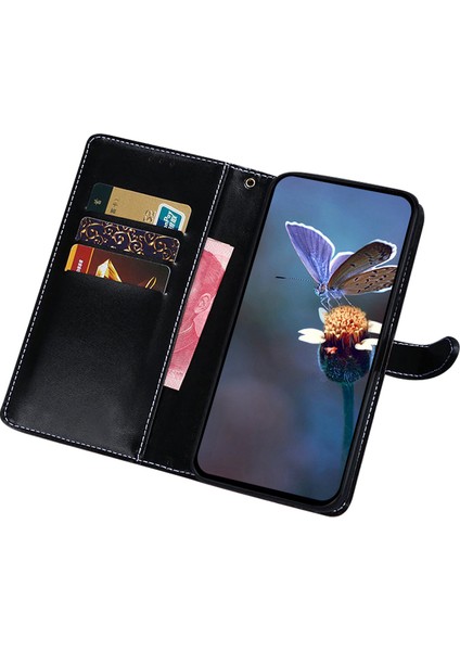 Xiaomi Redmi Için Note 13 Pro+ 5g Manyetik Telefon Kılıfı Timsah Doku Stand Flip Cover-Black (Yurt Dışından)