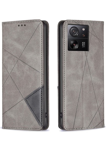 Xiaomi 13T/13T Pro/redmi K60 Ultra Kılıf Manyetik Pu Deri Kart Yuvası Telefon Kapak Grey (Yurt Dışından)